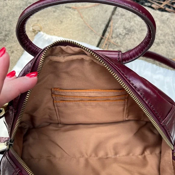 NWT New Hobo Shelia Small Satchel Merlot Leather Retired Rare - Picture 6 of 8